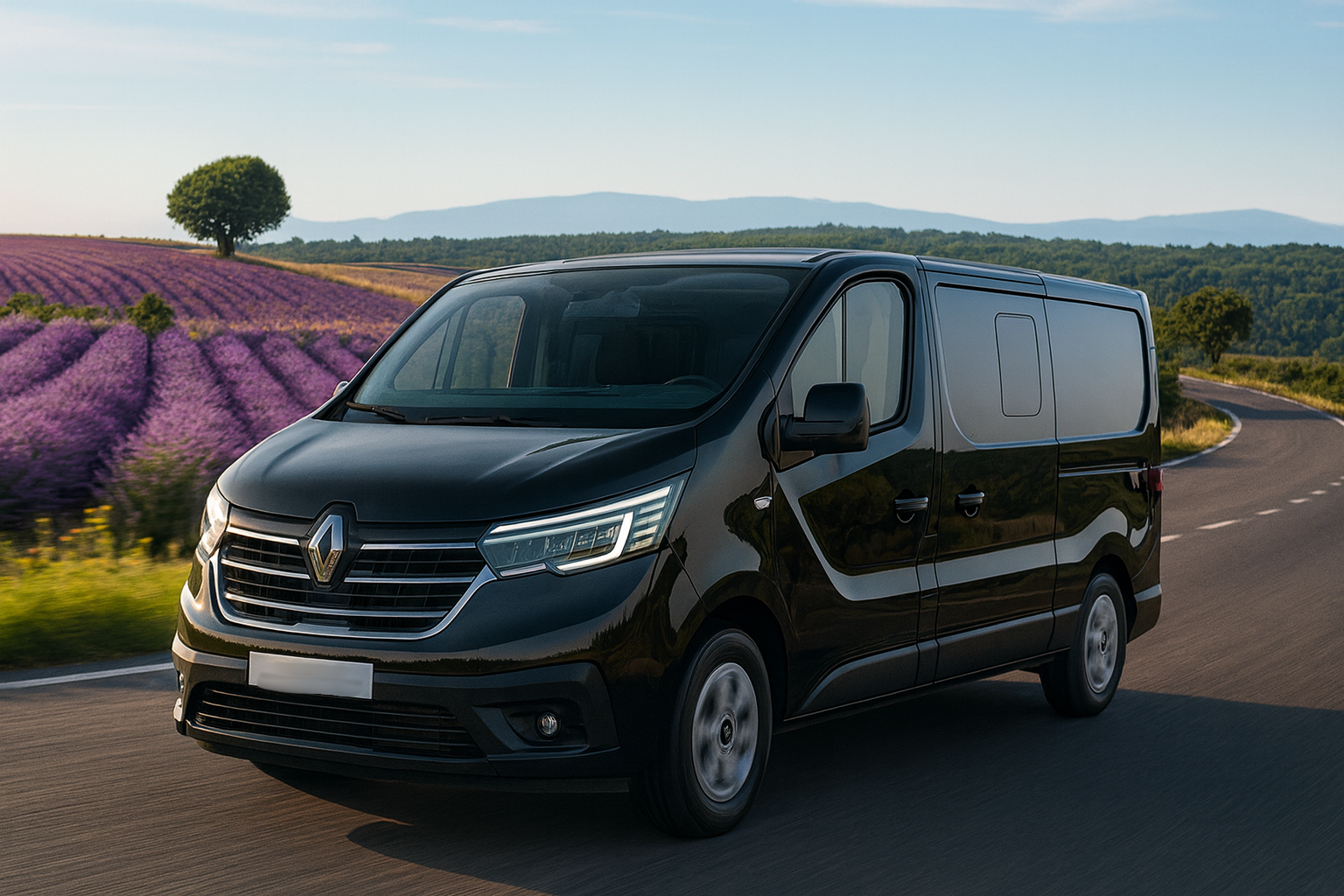 Provence landscape and vehicles